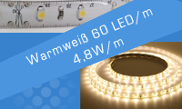 LED Streifen Warmweiß 60 LED/m 4,8W/m